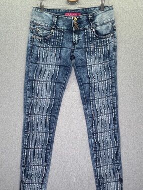 Vintage Y2K Vozze Jeans Women Jr's Skinny No Back Pockets Blue Acid Wash Size 11